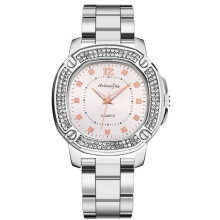 Ladies watch stainless steel with "diamonds" Silver