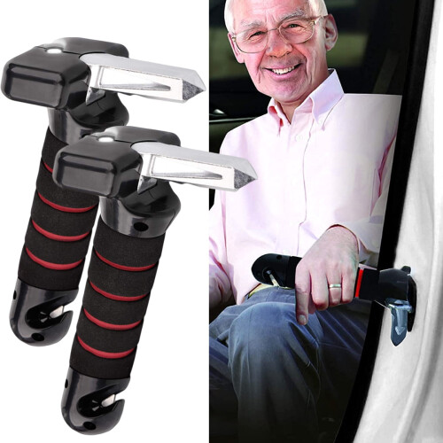Auto Cane Grab Bar, Portable Vehicle Standing Handle, RED - 2PACK