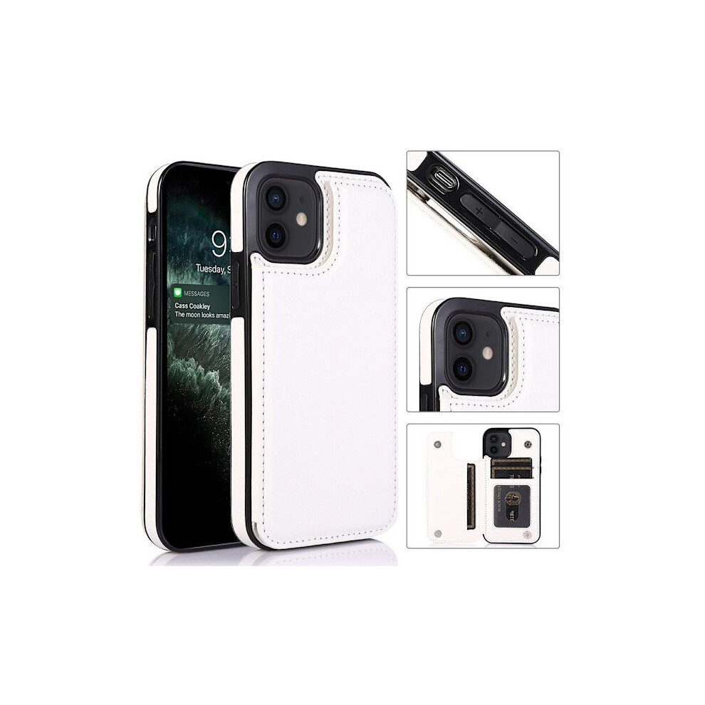 Compatible With Iphone 12 - Practical Stylish Case With Card Holder White 9402001847164