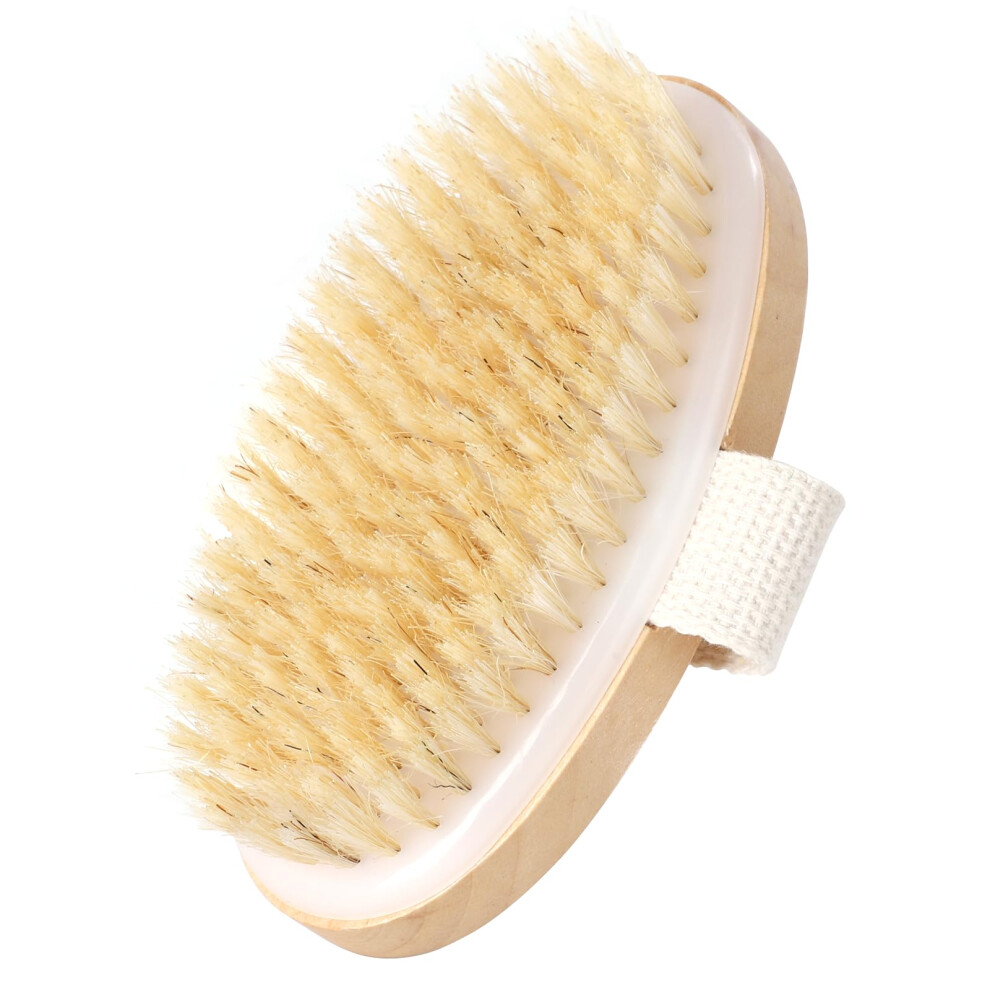 Dry Body Brush Oval Wooden Exfoliating Bath Brush Soft Bristles for Smooth Skin and Circulation