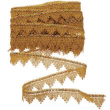 Gold Ribbon Thin Embroidery Clothes Trim Glitter Curtains Fringe DIY Decorative Sequin Lace Polyester