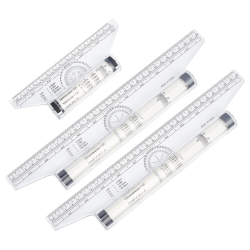 3Pcs Plastic Measuring Rolling Ruler, Drawing Roller Ruler, Parallel Ruler, Multifunctional for Drafting, Student, School, Office, 6in&12in