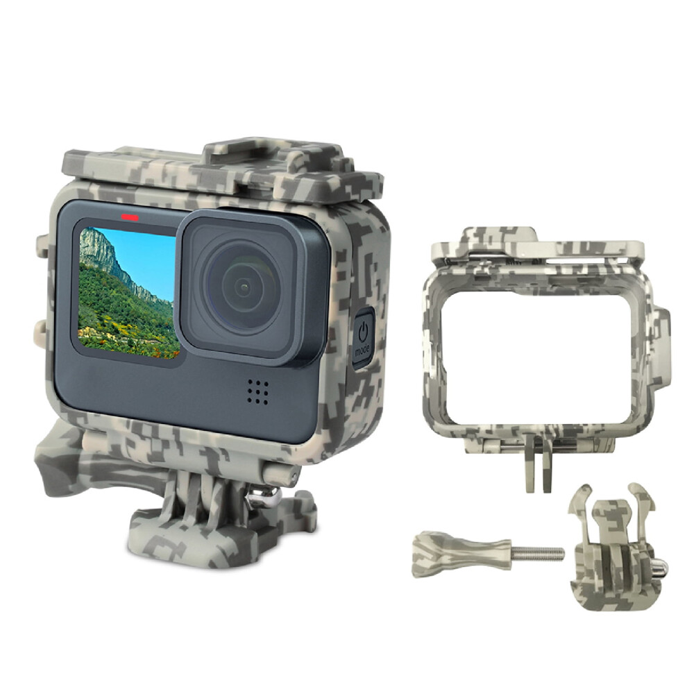 Susuchens Dustproof Camouflage Pattern Protective Frame Camera Accessory For Gopro Hero 9 Camouflage Gray 9193271515623