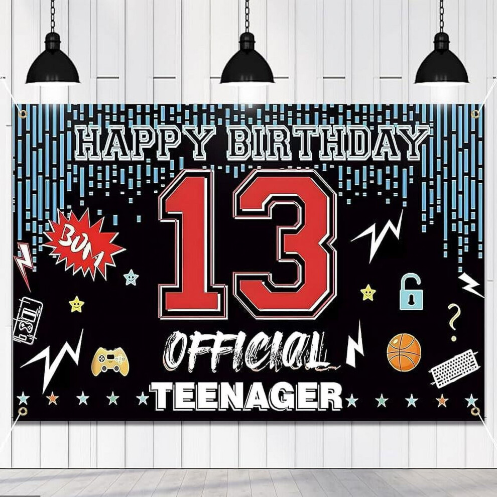13Th Birthday Backdrop & Banner - Official Teenager Party Decor For Boys, Kids, Teens - Photo Background & Party Favors 9193271515654