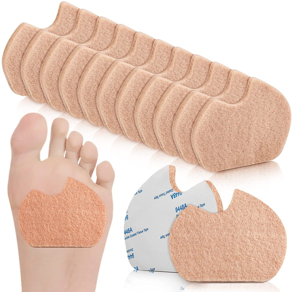 24Pcs Foot Pads for Dancer, Sesamoiditis Pads for Ball of Feet Pain, Self-Adhesive Felt Forefoot Cushion Pads Compatible with All Shoes (Beige)