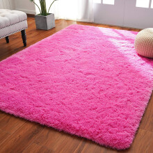 Soft Fluffy Area Rugs 3x5 Feet, Plush Shaggy Rug Compatible with Bedroom, Nursery, Living Room, Dorm Decor (Hot Pink)