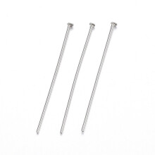 Tarnish Resistant 304 Stainless Steel Flat Head Pins Stainless Steel Color 38x0.8mm Head: 2mm