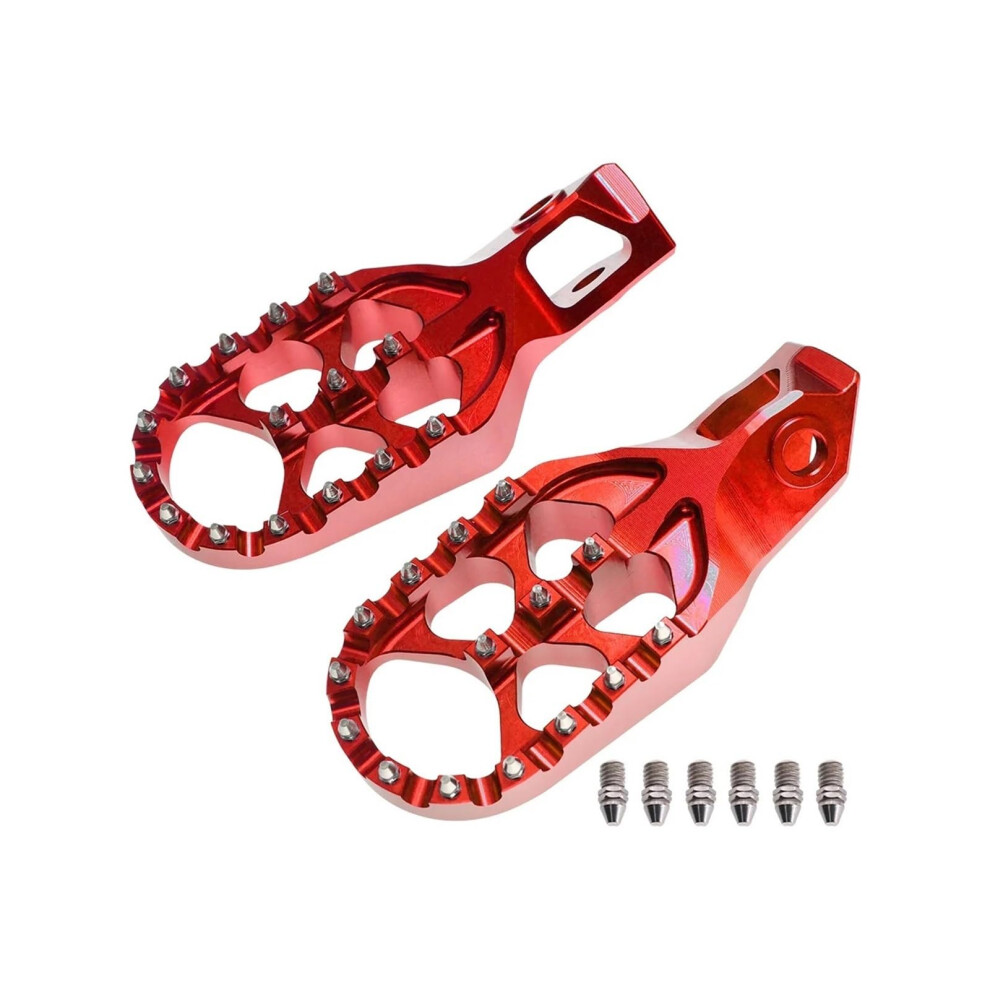 Motorcycle Foot Pegs With Stainless Steel Teeth And Brake Pedals For Sx Sxf Xc Xcf Exc Red 9113335475632