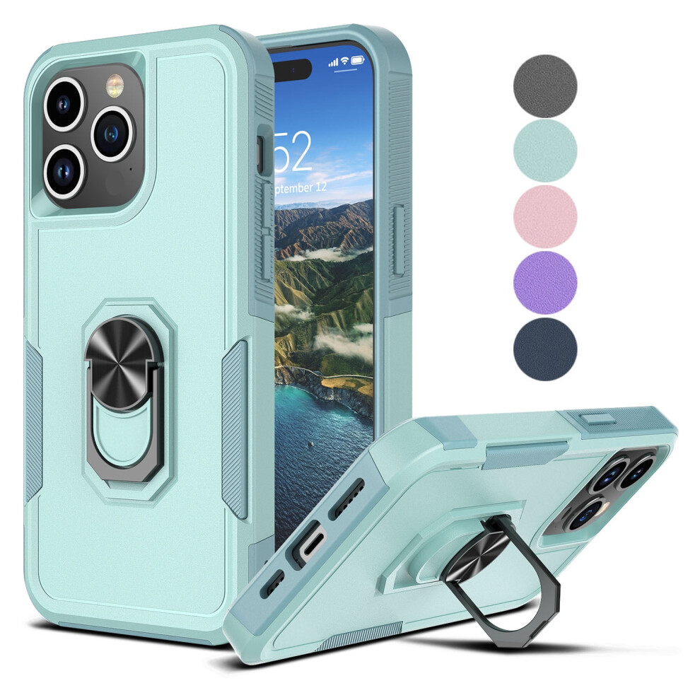 Compatible With Iphone 15 Plus Case, Hybrid Dual Layer Rugged Bumper With Kickstand & Ring, Heavy Duty Drop Protection - Black 9152228154322