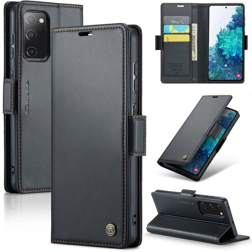 Caseme Wallet Case For Compatible With Samsung Galaxy S20 Fe, Premium Leather, Rfid Blocking, Card Slots, Kickstand, Magnetic Clasp, Shockproof, For 9152228154513