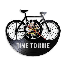 Fnyoxu Vinyl Record Wall Clock Bicycle Vintage Wall Home Decor Styling Wall Clock-