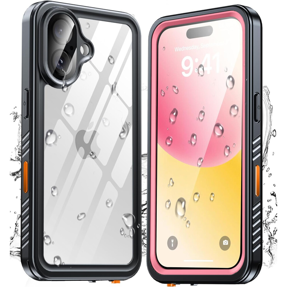 Waterproof Iphone 16 Case With Screen Protector, Ip68 Dustproof Shockproof, 12Ft Drop Proof, /Clear Pink 9130661569613