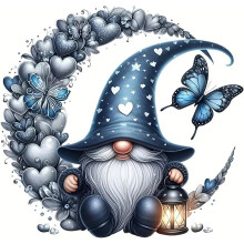 5D Gnome Diamond Painting Kit for Adults & Beginners, Full Moon Love DIY Round Drill Diamond Art, 11.8" x 11.8" Gem Crystal Wall Decor