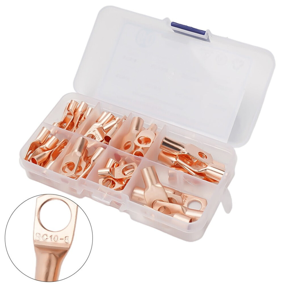 60Pcs Electrical Bare Copper Lug Cable Wire Connectors Crimp Terminal Kit 9170372795871