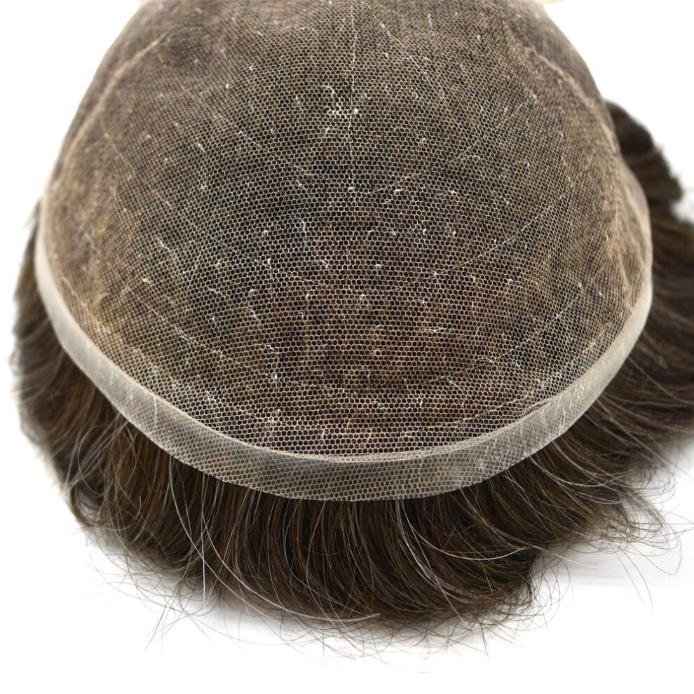 Unisex Black Men's Toupee Swiss Lace Remy Human Hairpiece 7X9 Natural With Natural Hairline Design