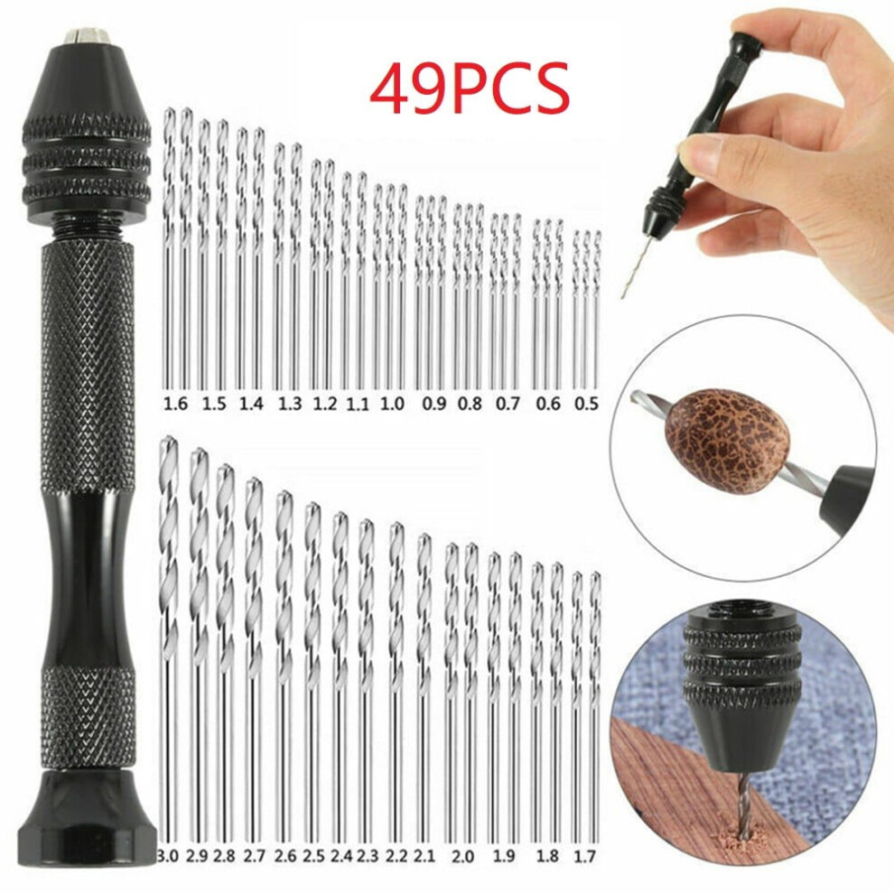 Micro Drill Bit Vise Spiral Hand Push Drill 49Pcs/Set Durable Brand New 9170372795826