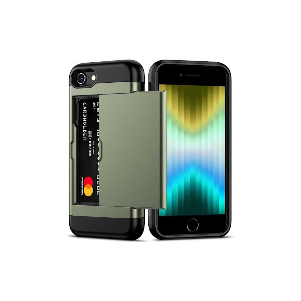 Compatible With Iphone 7 / 8 / Se (2020&2022) Shockproof Case Card Slot Streetwise - Green 9170372795512