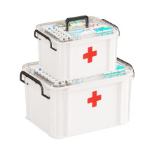 2Pack Lockable Medicine Storage Box with Handle, Dual Size First Aid Kit Organizer, White