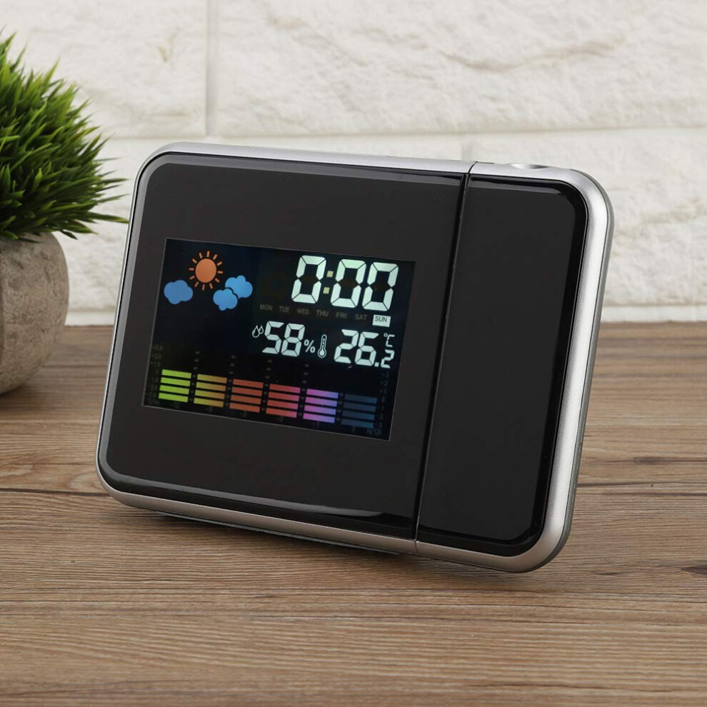 Projection Alarm Clock for Bedroom Ceiling with Weather Forecast, Temperature and USB Charging