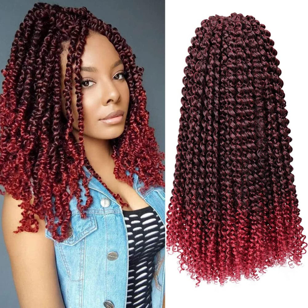 Unisex 14 Inch Passion Twist Crochet Hair Extensions, Bohemian Curly Braids, 7 Packs 1B/Bug Synthetic
