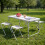 Living And Home Folding Picnic Table with 4 Stools Portable Lightweight Aluminum Table Stools Set 2