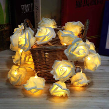 20 LED Rose String Lights Warm Ambient Glow Battery Operated White Fairy Lights for Wedding Party Decor