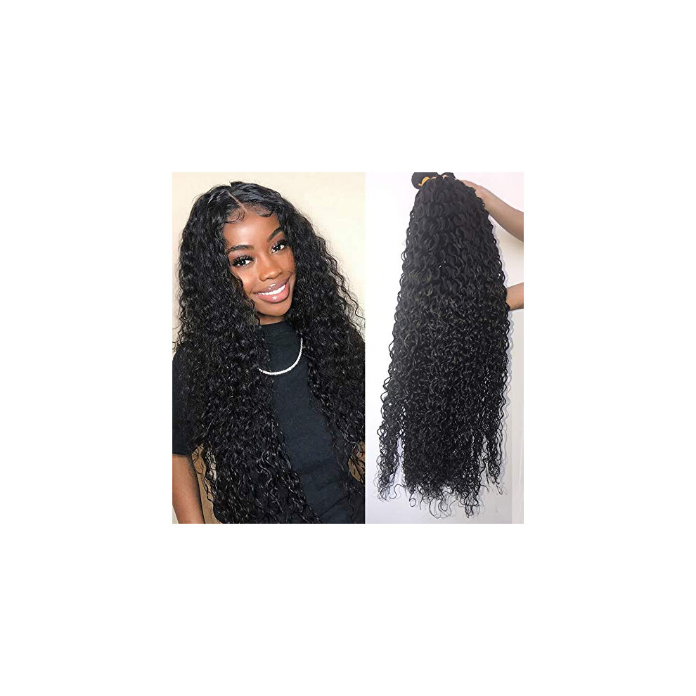 Unisex 30 Inch Peruvian Kinky Curly Human Hair Bundles Virgin Jerry Curl Extensions Wet And Wavy Remy