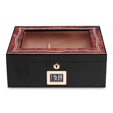 Cigar Humidor Spanish Cedar Box Holds 50 Cigars with Hygrometer Luxury Desktop Gift for Men