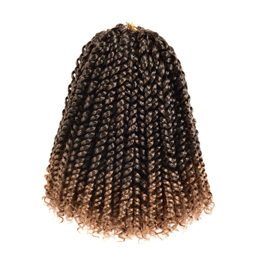 Unisex Passion Twist Hair Crochet Extensions 12 Inch Pretwisted Bohemian Ombre T1b/27 6 Pack