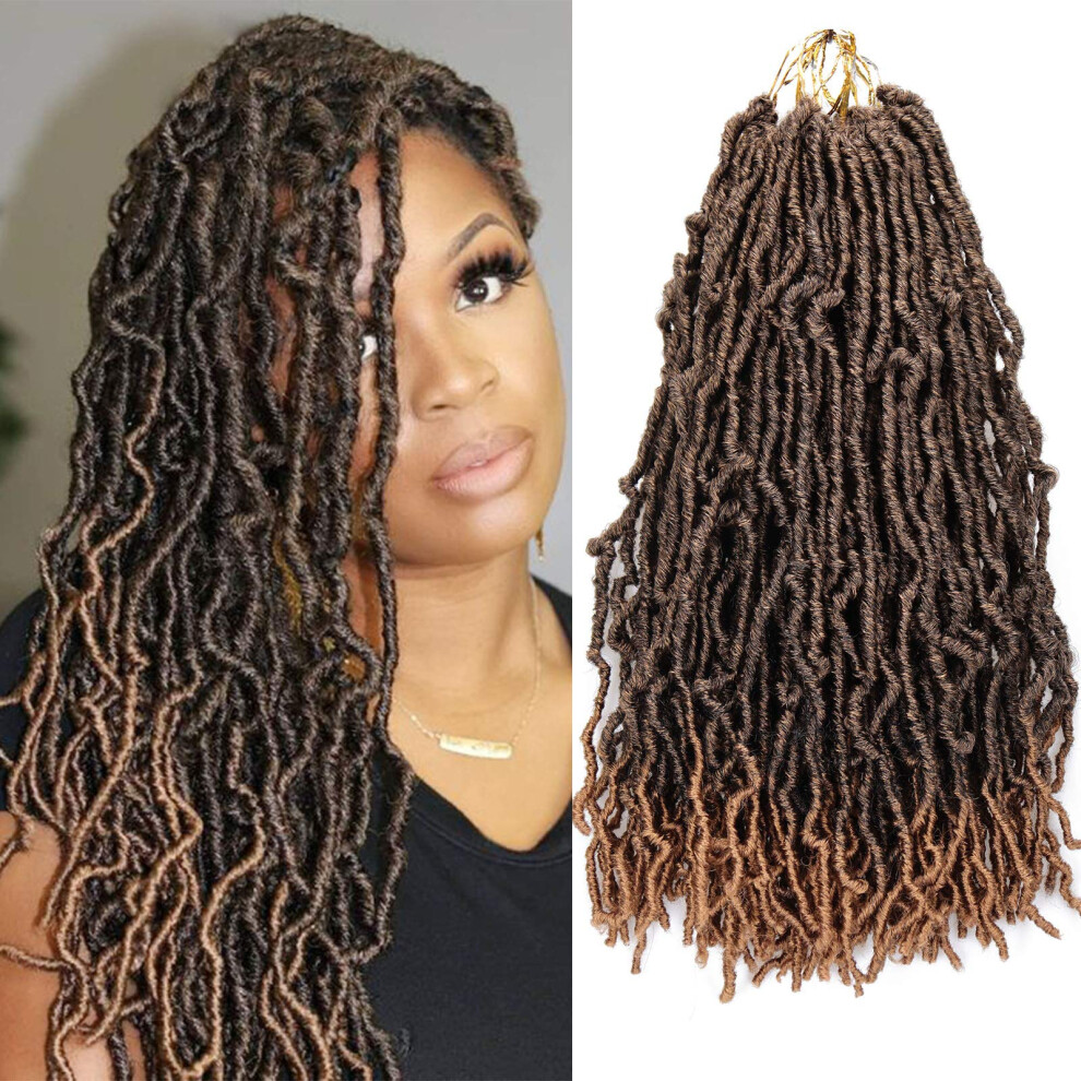 Unisex Black 18 Inch Prelooped Goddess Faux Locs Crochet Hair Extensions Curly Wavy T27 Soft Braiding Hair For Women