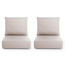 Waterproof Outdoor Chair Cushions 6 Inch Thick Patio Seat and Back Set with Removable Cover 22x24 Beige 2Pack