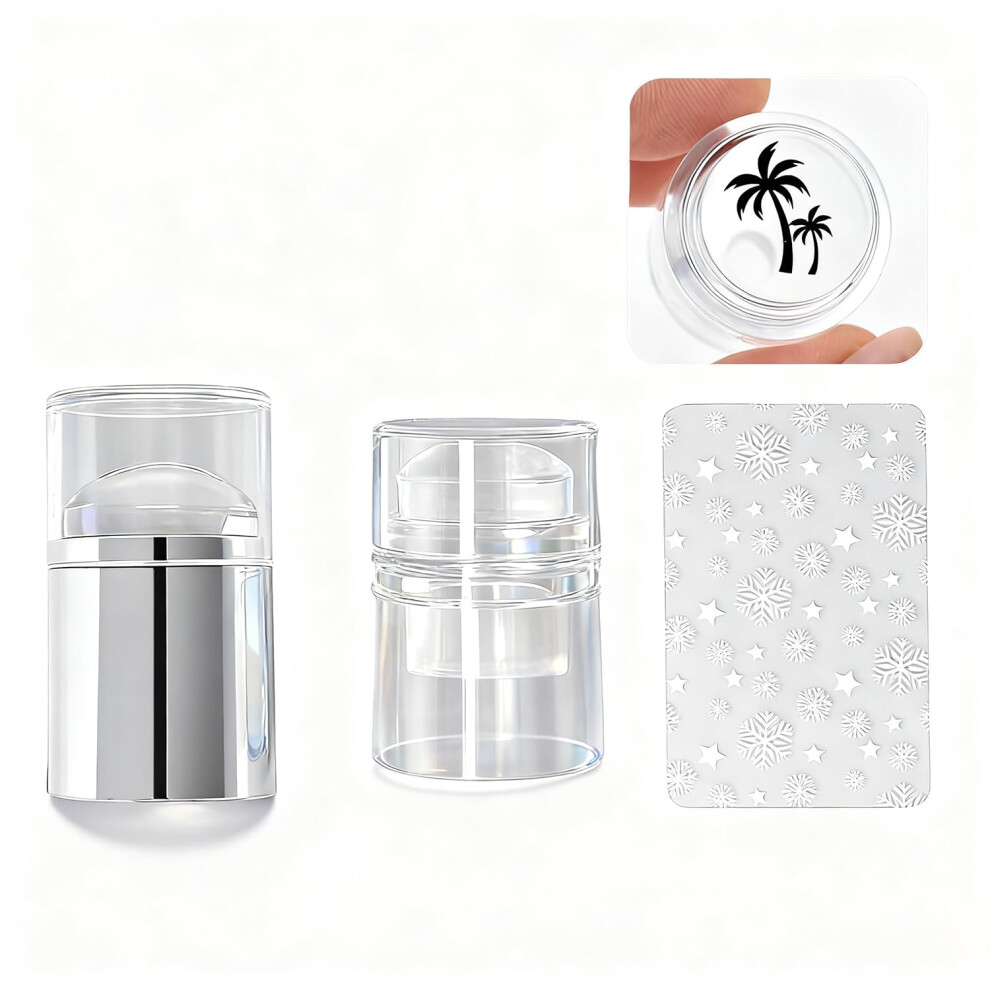 2Piece Clear Jelly Nail Art Stamper Kit with Scraper for  French Tips and DIY Manicure
