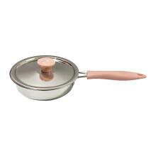 Pink Nonstick Frying Pan with Lid, Multipurpose Soup Pot & Egg Pan, Easy Clean Wok Sauce Pan for Kitchen Restaurant