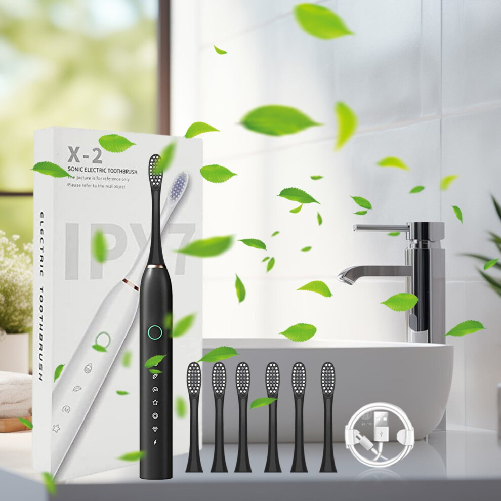 RnemiTe-amo c Electric Toothbrush with 6 Heads, IPX7 Waterproof & 6 Modes, Rechargeable, Compatible with Adult Tooth Brush