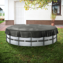 SKYSHALO Round Pool Cover, 15 Ft PVC Swimming Round Pool Solar Cover Above Ground Drawstring Design Inflatable Pools Cover, Black