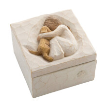 Tree True Truly A Friend Box For Jewelry And With Bas Carving Of Girl With Puppy Dog Hand Painted Keepsake Box