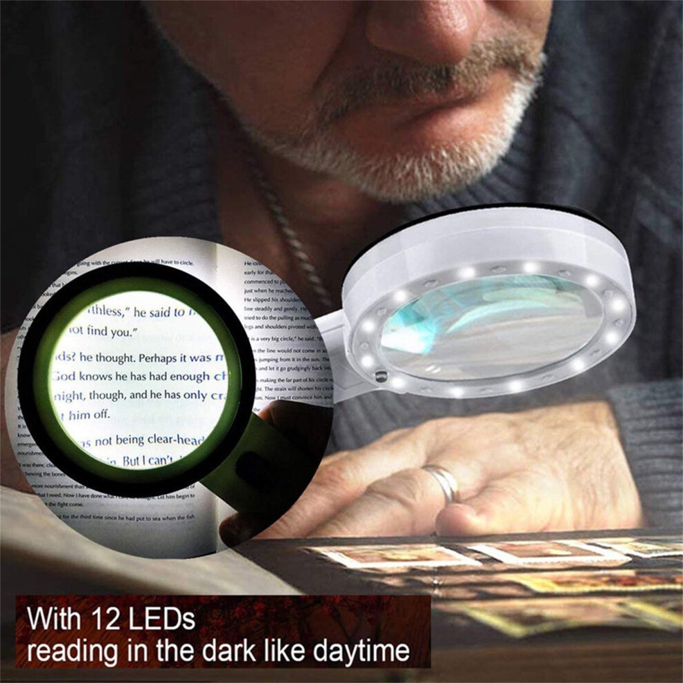 Light Capino Magnifying Glass With 30X Handheld 12 Led Illuminated Magnifier For Seniors Reading, Inspection, Coins, Jewelry