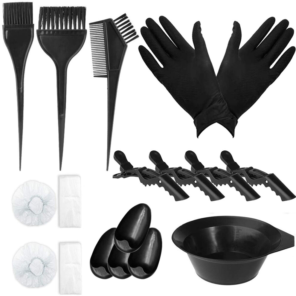 Professional Hair Dye Kit with Bowl Brushes Caps Clips Gloves for Salon and Home Coloring