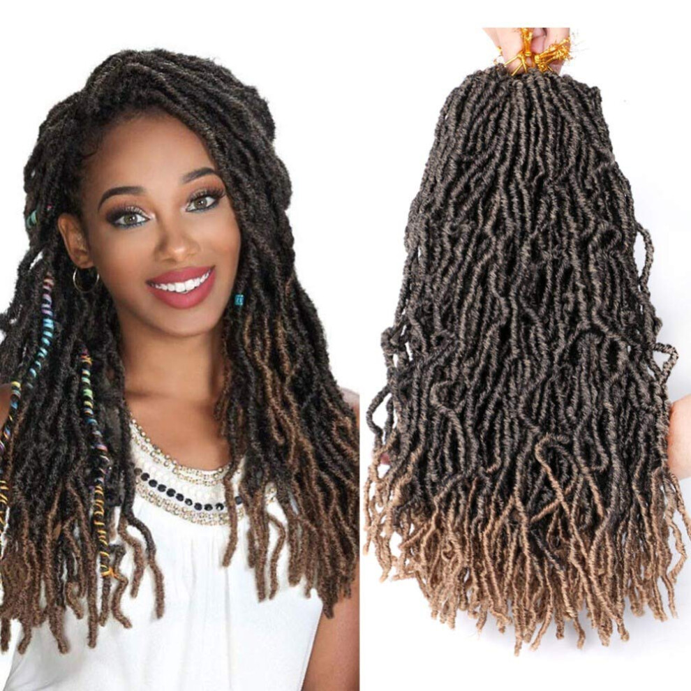 Unisex 18 Inch Prelooped Faux Locs Crochet Hair Ombre Soft Goddess Locs Extensions For Women T27