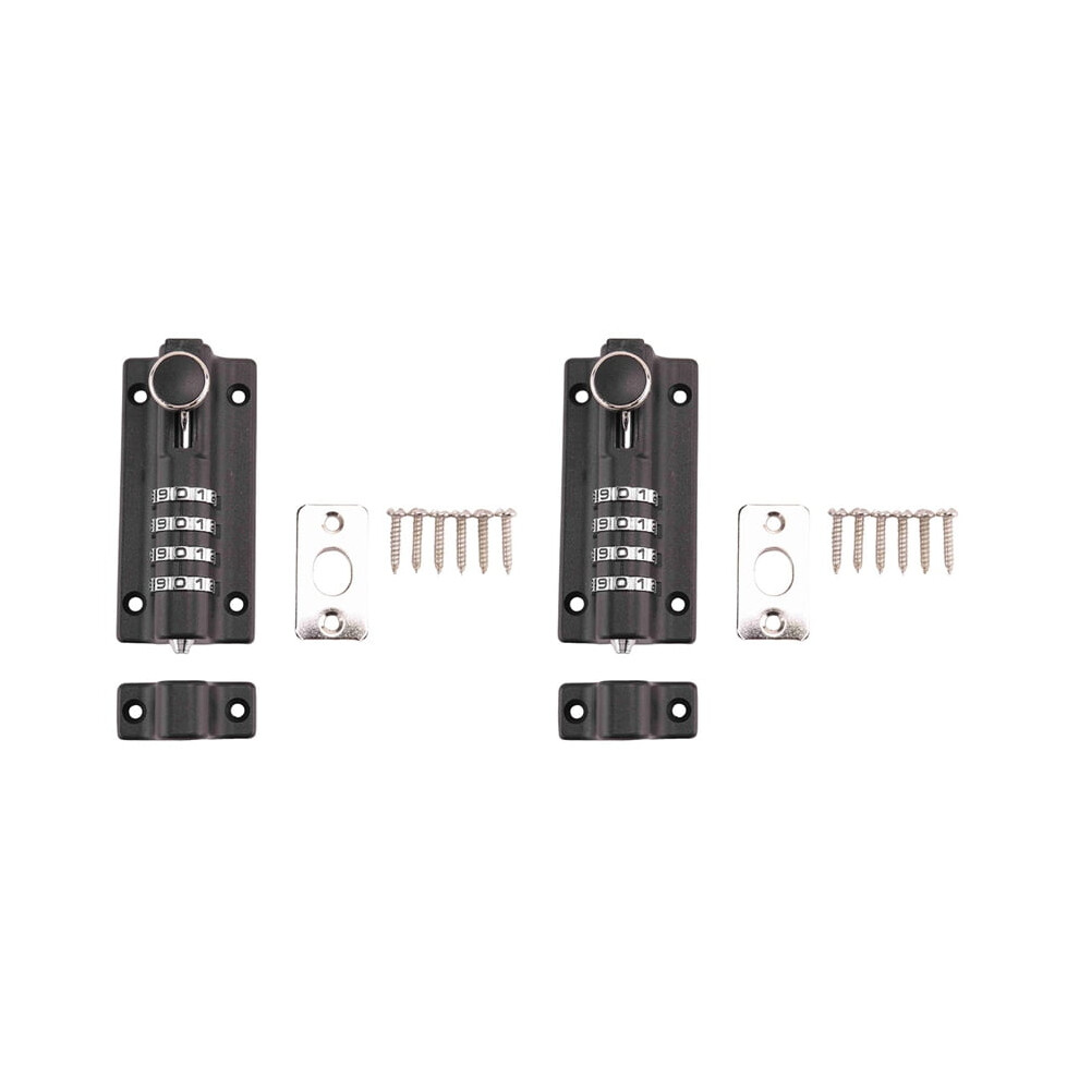 2X Password Lock Black Bolt Metal Door Latch Anti-Theft Combination Digit Padlock Outdoor Gate Hardware 9338982209502