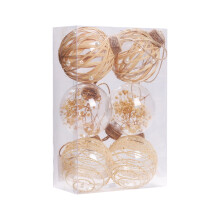 SDJMa 6pcs 3.15" Christmas Ball Ornaments, Clear Shatterproof Rustic Hanging Xmas Tree Decor for Holiday Party