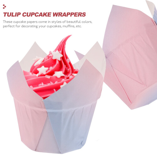 50pcs Tulip Baking Cups Colored Tulip Cupcake Liners for Baking Cups Cupcake Wrapper 2