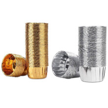 100Pcs Aluminum Foil Cupcake Cups Disposable Muffin Liners Baking Cups Cupcake Tip Pan Holders Cups-Gold & Silver