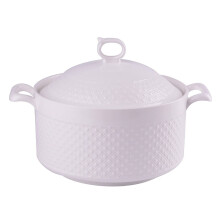 Double Handle Lid Pure White Ceramic Tureen Soup Ceramic Round White Dish Casserole,Ceramic Soup Tureen for Restaurant Home Kitchen