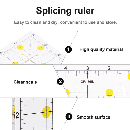 Eease Clear Quilting Ruler with Grid Lines for Fabric Cutting 2