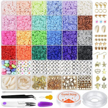 6000pcs 6mm Polymer Clay Beads Kit, Flat Round Heishi Beads for DIY Jewelry Making, Bracelet, Necklace, Earring, Kids & Adults Craft