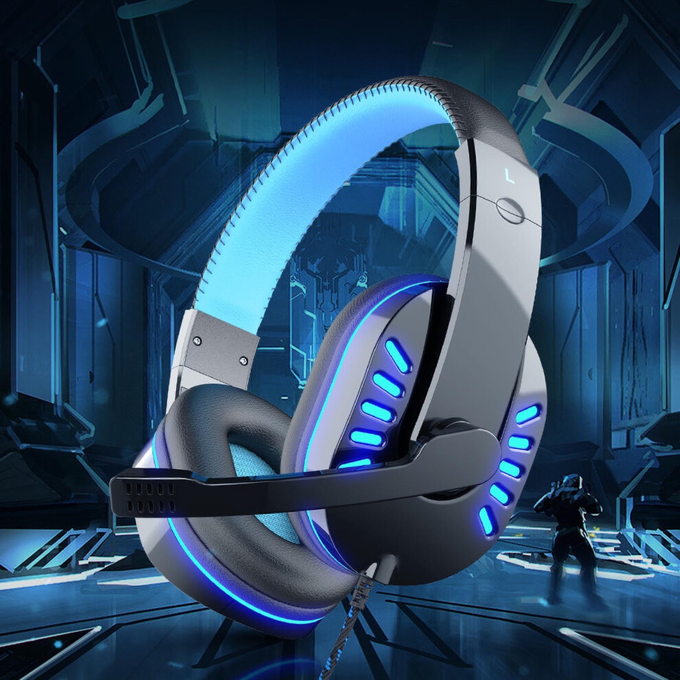 Jacenvly 2024 New Earphones Wireless Clearance Computer Luminous Game Durable Computer Headset Headphones With Microphone Wireless Headphones Blue 9557311654404