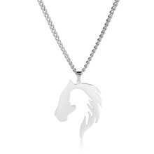 RSAMD Stainless Steel Horse's Head Girl's Silhouette Pendant Necklaces Jewelry Gift-Steel