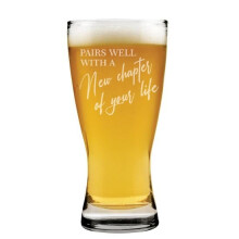 15 oz Beer Pilsner Glass Gift – Pairs Well With New Chapter, Fresh Start, Goal Achievement, Uplift, New Job, House, Engagement, Retirement