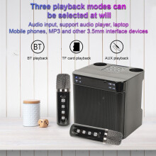 SUSUchens Wireless Karaoke Speaker with Dual Microphones LED Lights HiFi Stereo Sound TF Card Slot Karaoke Speaker Black